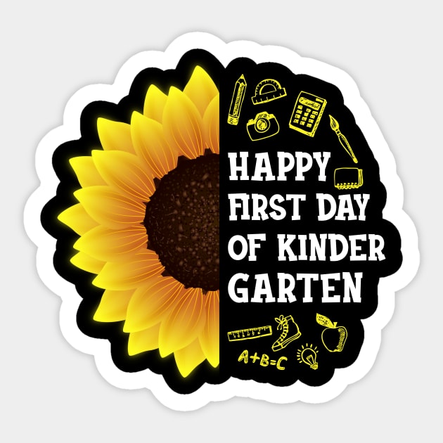 Happy First Day Of Kindergarten Sunflower Teacher Student Back To School Gift Sticker by hardyhtud